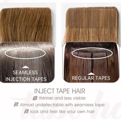 人間の髪 縫い目のない PU 皮膚織り込み インジェクテッドテープで目に見えないテープ ヘア拡張子