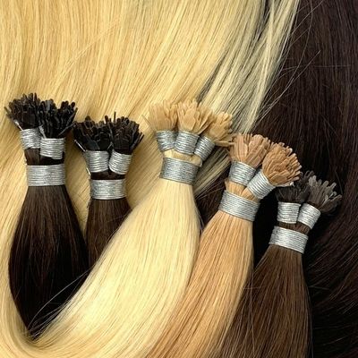 2本引いたレミヒトヘア前結合拡張子 U/I/Y先端とフラット先端ケラチン