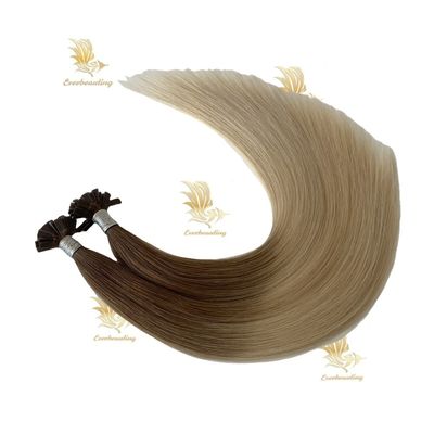 平面端のケラチンヘアエクステンション 双引前結合 ブロンドカラー キューティクル