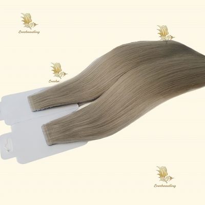 20インチ灰金髪色 ロシアンテープ ヘアエクステンション 縫合のないテープ エクステンション 人間の髪