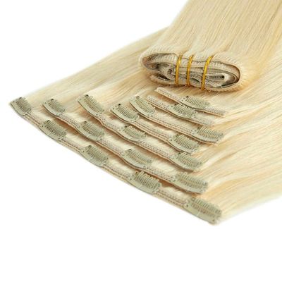 13A 人髪の毛付きの髪に染めたブロンド色のクリップ 総体重0.300kg