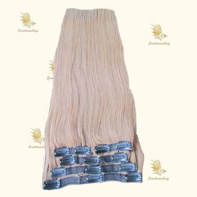 ストレートスタイル 100% ロシア人レミ プリボンド付きのクリップ付きのヘアエクステンション