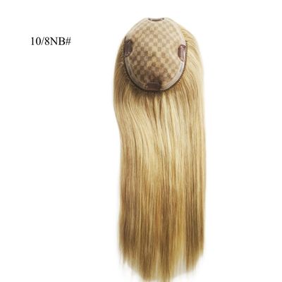 女性向けにぴったりの モノ 蕾のベース ヘアピース 13*17 Cm ハイライト ブラウン 人髪 トップス