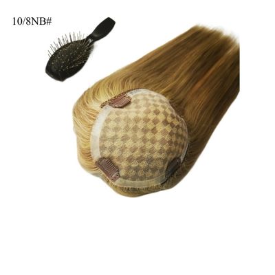 女性向けにぴったりの モノ 蕾のベース ヘアピース 13*17 Cm ハイライト ブラウン 人髪 トップス